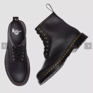 Dr. Martens Black Leather Boots with Yellow Stitching